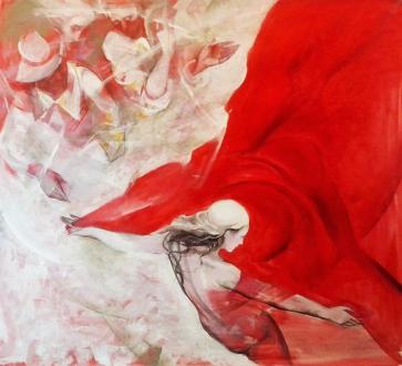 Flamenco - Soleá con mantón in red